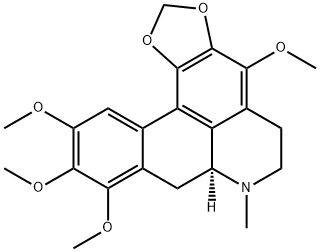 (7aS)-6,7,7a,8-テトラヒドロ-4,9,10,11-テトラメトキシ-7-メチル-5H-ベンゾ[g]-1,3-ベンゾジオキソロ[6,5,4-de]キノリン 化学構造式
