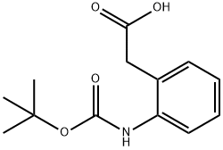 BOC-(アミノフェニル)酢酸 化学構造式