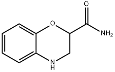3,4-ジヒドロ-2H-1,4-ベンゾキサジン-2-カルボオキサミド 化学構造式