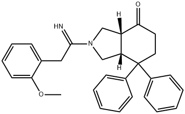 (3AR,7AR)-OCTAHYDRO-2-[1-IMINO-2-(2-METHOXYPHENYL)ETHYL]-7,7-DIPHENYL-4H-ISOINDOL-4-ONE Structure