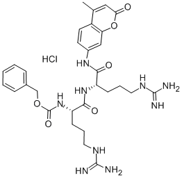 Z -精氨酸-精氨酸- 7 -氨基- 4 -甲基香豆素盐酸盐,136132-67-7,结构式
