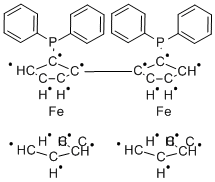 (R,R'')-2,2''-Bis(diphenylphosphino)-1,1''-biferrocene Struktur