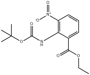 2-[1.1-dimethyl ethyl ethoxy carbonyl]amino-3-nitro benzoic acid ethyl ester 化学構造式