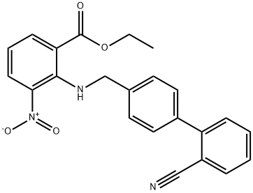 2-[[(2'-Cyano[1,1'-biphenyl]-4-yl)methyl]amino]-3-nitro-benzoic acid ethyl ester Struktur