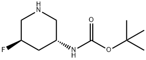 rel-(3r,4r)-3-(boc-amino)-5-fluoropiperidine Struktur