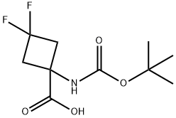 1-(BOC-アミノ)-3,3-ジフルオロシクロブタンカルボン酸 化学構造式