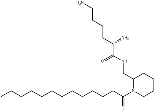 2,6-ジアミノ-N-[(1-トリデカノイル-2-ピペリジニル)メチル]ヘキサンアミド 化学構造式