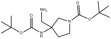 tert-butyl 3-(aMinoMethyl)-3-(tert-butoxycarbonylaMino)pyrrolidine-1-carboxylate Struktur