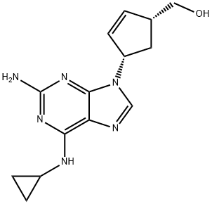 2-Cyclopentene-1-methanol, 4-[2-amino-6-(cyclopropylamino)-9H-purin-9-yl]-, (1R-cis)- Struktur