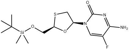 4-Amino-1-((2R,5S)-2-((tert-butyldimethylsilyloxy)methyl)-1,3-oxathiolan-5-yl)-5-fluoropyrimidin-2(1H)-one Structure