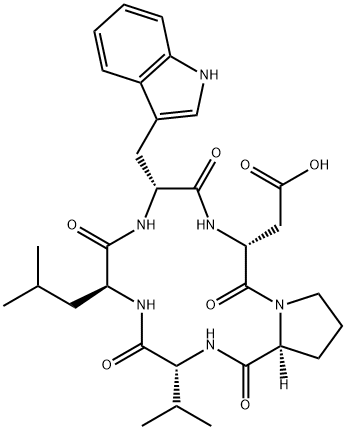 环(D-ALPHA-天冬氨酰-L-脯氨酰-D-缬氨酰-L-亮氨酰-D-色氨酰) 结构式