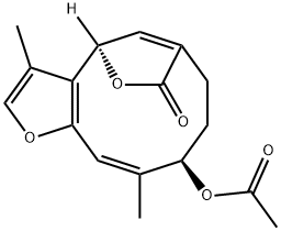 (4R,10R,11Z)-10-Acetoxy-4,8,9,10-tetrahydro-3,11-dimethyl-6H-4,7-methenofuro[3,2-c]oxacycloundecin-6-one Struktur