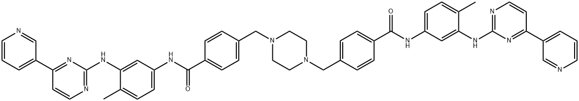 1,4-Bis-[4-[4-Methyl-3-[[4-(pyridin-3-yl)pyriMidin-2-yl]aMino]phenyl]carbaMoyl]benzylpiperazine Struktur