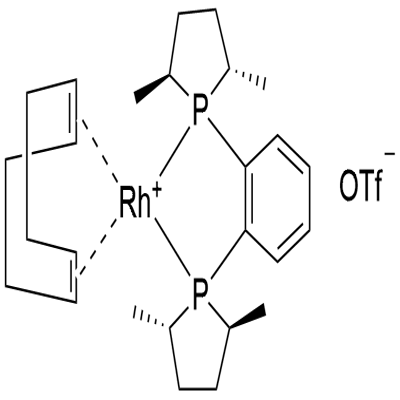 (-)-1,2(2R,5R)-2,5-(DIMETHYLPHOSPHOLANO)BENZENE(CYCLOOCTADIENE)RHODIUM(I)TRIFLUOROMETHANESULFONATE Structure