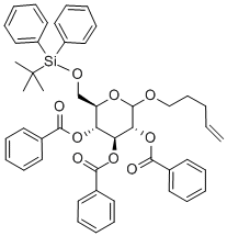 PENT-4-ENYL-6-O-T-BUTYLDIPHENYLSILYL-2,3,4-TRI-O-BENZOYL-D-GLUCOPYRANOSIDE 化学構造式