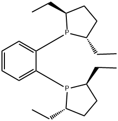 (+)-1,2-ビス[(2R,5R)-2,5-ジエチルホスフォラノ]ベンゼン 化学構造式