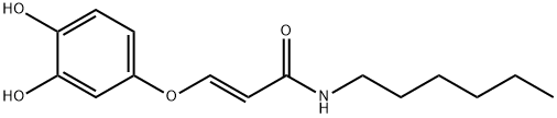 (E)-N-ヘキシル-3-(3,4-ジヒドロキシフェノキシ)プロペンアミド 化学構造式