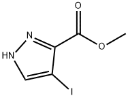 4-ヨード-1H-ピラゾール-3-カルボン酸メチル 化学構造式