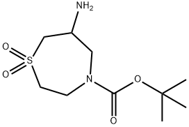 tert-butyl 6-amino-1,4-thiazepane-4-carboxylate 1,1-dioxide Struktur
