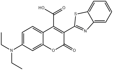 3-(2-苯并噻唑基)-7-(乙氨基)-香豆素-4-甲酸, 136997-14-3, 结构式