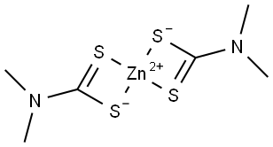 Zinc dimethyldithiocarbamate Struktur