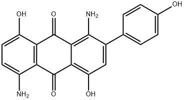 1,5-二氨基-4,8-二羟基-2-(4-羟苯基)-9,10-蒽二酮, 13716-91-1, 结构式