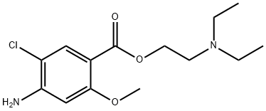4-アミノ-5-クロロ-2-メトキシ安息香酸2-(ジエチルアミノ)エチル 化学構造式
