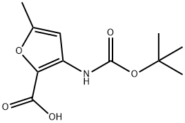 3-((tert-butoxycarbonyl)aMino)-5-Methylfuran-2-carboxylic acid Struktur
