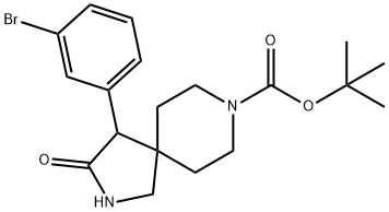 tert-butyl 4-(3-broMophenyl)-3-oxo-2,8-diazaspiro[4.5]decane-8-carboxylate Struktur