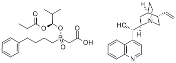 (8a,9R)-辛可宁-9-醇单[[(S)-[(1R)-2-甲基-1-(1-氧代丙氧基)丙氧基](4-苯基丁基)氧膦基]乙酸]盐, 137590-32-0, 结构式