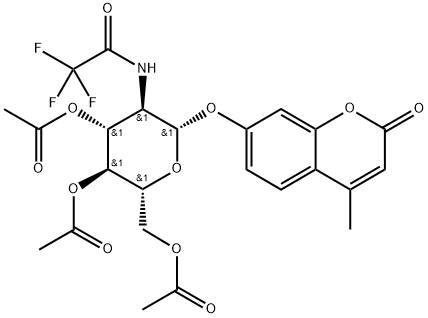 4-Methylumbelliferyl3,4,6-tri-O-acetyl-2-deoxy-2-trifluoroacetamido-b-D-glucopyranoside 化学構造式