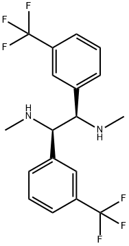 (1R,2R)‐(+)‐N,N′‐ジメチル‐1,2‐ビス[3‐(トリフルオロメチル)フェニル]‐1,2‐エタンジアミン 化学構造式