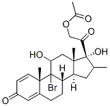 9-Bromo-11,17,21-trihydroxy-16-methylpregna-1,4-diene-3,20-dione 21-acetate Struktur