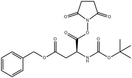 N-(tert-ブトキシカルボニル)-L-アスパラギン酸1-スクシンイミジル4-ベンジル 化学構造式