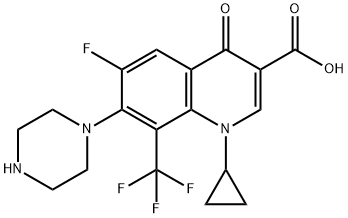 3-Quinolinecarboxylic acid, 1-cyclopropyl-6-fluoro-1,4-dihydro-4-oxo-7-(1-piperazinyl)-8-(trifluoroMethyl)- Structure