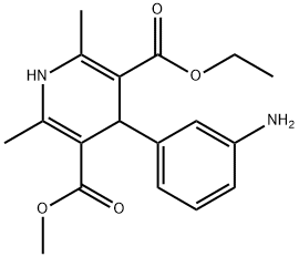 4-(3-アミノフェニル)-5-(メトキシカルボニル)-2,6-ジメチル-1,4-ジヒドロピリジン-3-カルボン酸エチル 化学構造式
