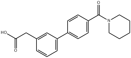 (3-{4-[(piperidin-1-yl)carbonyl]phenyl}phenyl)acetic acid Structure