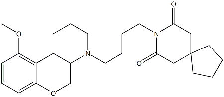 8-[4-[プロピル(5-メトキシクロマン-3-イル)アミノ]ブチル]-8-アザスピロ[4.5]デカン-7,9-ジオン 化学構造式