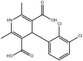 4-(2,3-ジクロロフェニル)-2,6-ジメチル-1,4-ジヒドロピリジン-3,5-二カルボン酸 化学構造式