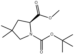 (S)-1-叔丁氧羰基-4,4-二甲基吡咯烷-2-羧酸 结构式