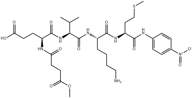 MEOSUC-GLU-VAL-LYS-MET-PNA, 138486-85-8, 结构式