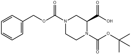 (S)-N-1-叔丁氧羰基-N-4-苄氧羰基-2-哌嗪甲酸,138775-03-8,结构式