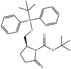 (S)-叔-丁基 2-(((叔-丁基二苯基甲硅烷基)氧代)甲基)-5-氧亚基吡咯烷-1-甲酸基酯 结构式