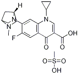 3-Quinolinecarboxylic acid, 1-cyclopropyl-6-fluoro-1,4-dihydro-7-(5-Methyl-2,5-diazabicyclo[2.2.1]hept-2-yl)-4-oxo-, (1R)-, MonoMethanesulfonate (9CI) 化学構造式