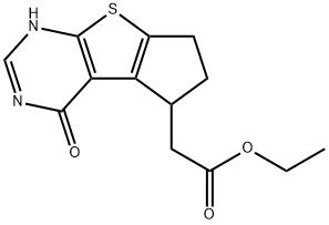 ethyl 4-hydroxy-6,7-dihydro-5H-cyclopenta[4,5]thieno[2,3-d]pyrimidine-5-carboxylate Struktur