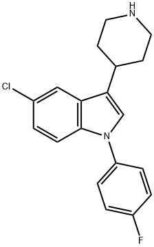 5-クロロ-1-(4-フルオロフェニル)-3-(ピペリジン-4-イル)-1H-インドール 化学構造式