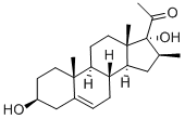 3β,17-ジヒドロキシ-16β-メチルプレグナ-5-エン-20-オン 化学構造式