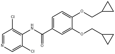 N-(3,5-二氯吡啶-4-基)-3,4-双环丙基甲氧基苯甲酰胺, 1391052-24-6, 结构式