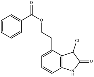 4-[2-(BENZOYLOXY)ETHYL]-3-CHLORO-1,3-DIHYDRO-2H-INDOL-2-ONE  Struktur