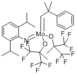 2,6-ジイソプロピルフェニルイミドネオフィリデンモリブデン(VI)ビス(ヘキサフルオロ-T-ブトキシド) 化学構造式